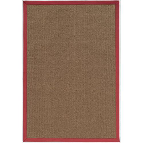 Faux Sisal Natural/Red     8' RD Rug. Picture 1