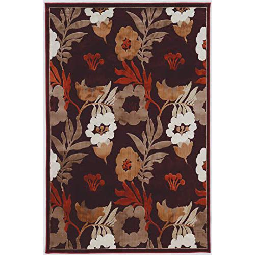 Hi Lo Floral Bown 5x8 Rug. The main picture.