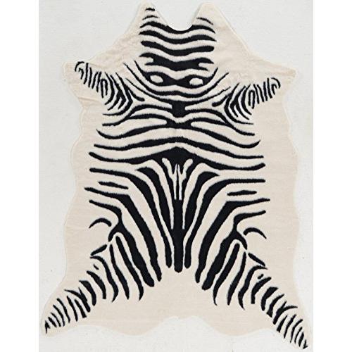 Faux Cow Hide Zebra Ivory/Black  Rug. The main picture.
