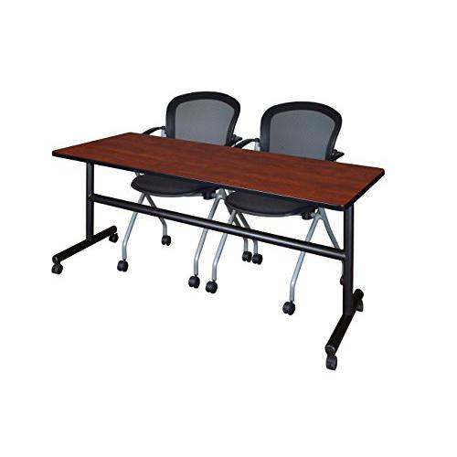 72" x 24" Flip Top Mobile Training Table- Cherry and 2 Cadence Nesting Chairs. Picture 1