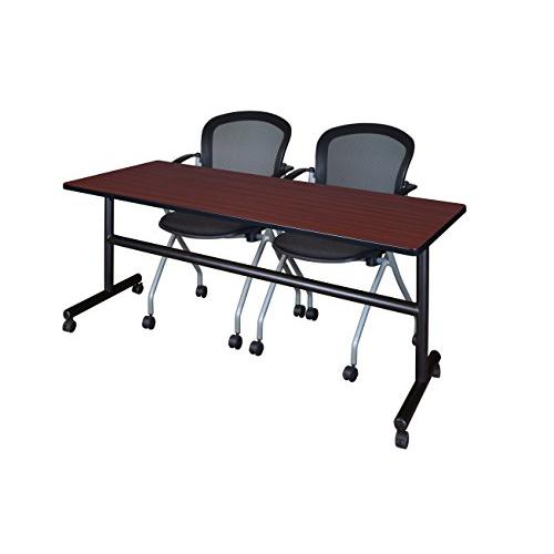 72" x 24" Flip Top Mobile Training Table- Mahogany and 2 Cadence Nesting Chairs. Picture 1