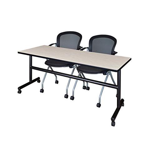 72" x 24" Flip Top Mobile Training Table- Maple and 2 Cadence Nesting Chairs. Picture 1