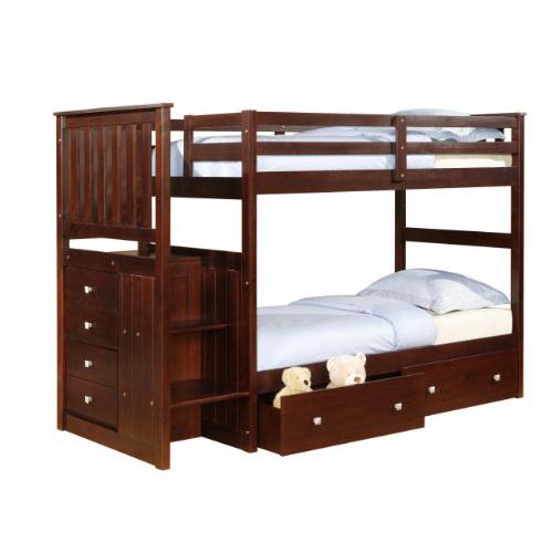 Twin/Full Mission Stairway Bunk Bed W/Dual Under Bed Drawers. Picture 1