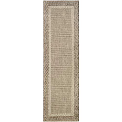 Stria Texture Area Rug, Natural/Coffee ,Runner, 2'3" x 7'10". Picture 1