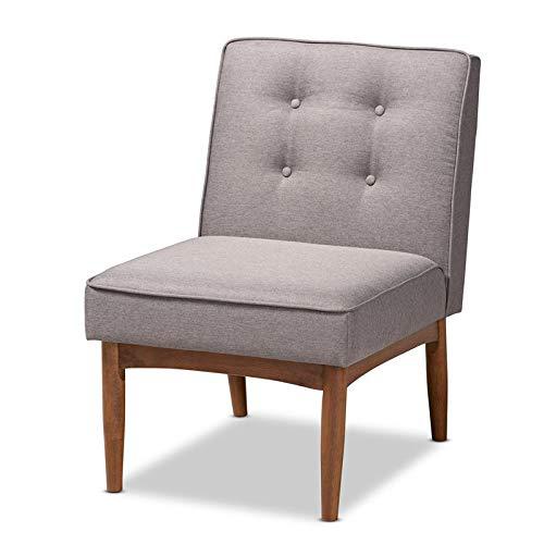 Baxton Studio Arvid Mid-Century Modern Gray Fabric Upholstered Wood Dining Chair. Picture 1