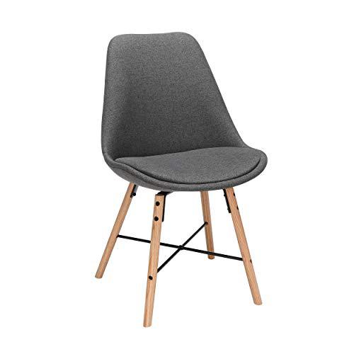 OFM 161 Collection Mid Century Modern 18" Fabric Dining Chairs with Fabric Seat Cushion, Beechwood Legs with Wire Accent, 2 Pack, in Dark Gray (161-F18A-DGRY‌-2). Picture 1