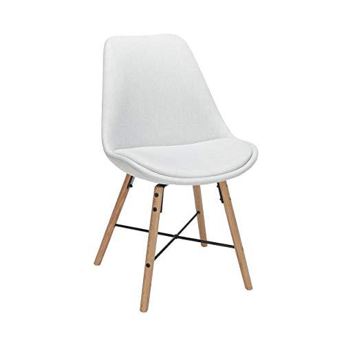 OFM 161 Collection Mid Century Modern 18" Fabric Dining Chairs with Fabric Seat Cushion, Beechwood Legs with Wire Accent, 2 Pack, in Light Gray (161-F18A-LGRY‌-2). Picture 1