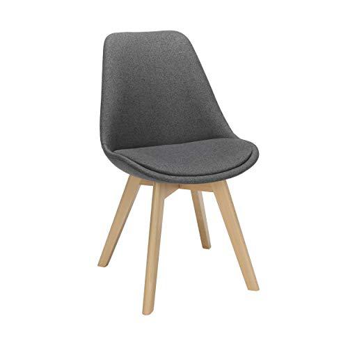 OFM 161 Collection Mid Century Modern 18" Fabric Dining Chairs with Fabric Seat Cushion, Solid Beechwood Legs, 2 Pack, in Dark Gray (161-F18B-DGRY-2). The main picture.