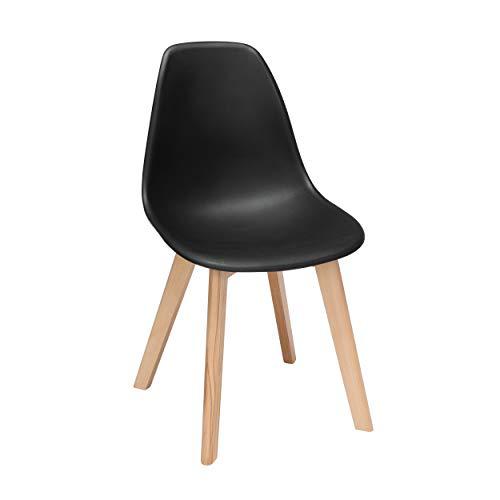 OFM 161 Collection Mid Century Modern 18" Plastic Molded Dining Chairs, Solid Beechwood Legs, 4 Pack, in Black (161-P18B-BLK-4). Picture 1