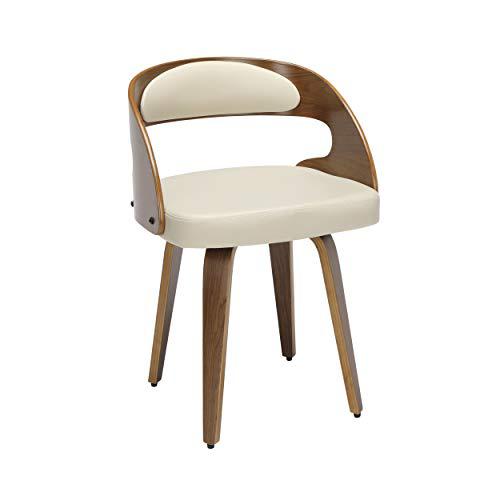 OFM 161 Collection Mid Century Modern 18" Bentwood Frame Dining Chairs with Vinyl Back and Seat Cushion, in Walnut/Ivory (161-WV18A-IVY). The main picture.