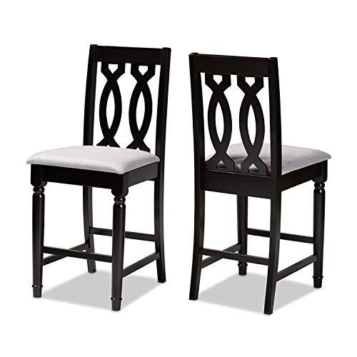 Baxton Studio Darcie Modern and Contemporary Grey Fabric Upholstered Espresso Brown Finished 2-Piece Wood Counter Stool Set. Picture 1