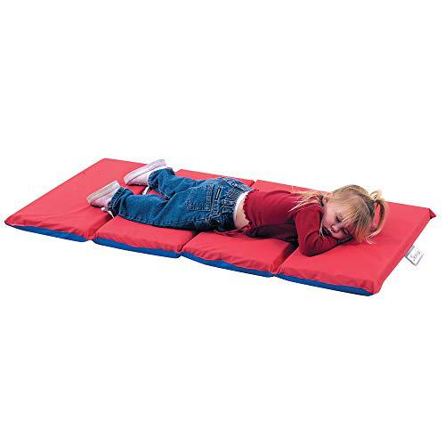 Angels Rest® Nap Mat - 2" Red/Blue 4 Section Folding Mat. The main picture.