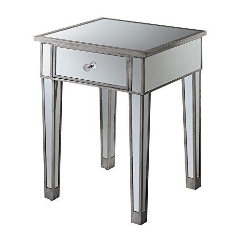Gold Coast Mirrored End Table with Drawer. Picture 1