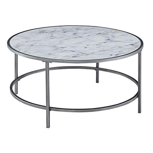 Gold Coast Faux Marble Round Coffee Table. Picture 1
