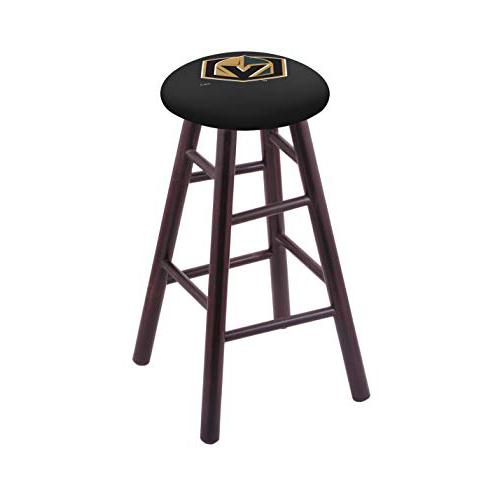 Maple Counter Stool in Dark Cherry Finish with Vegas Golden Knights Seat. Picture 1