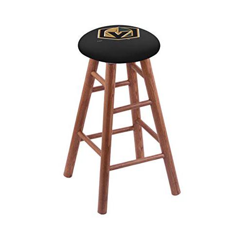 Oak Counter Stool in Medium Finish with Vegas Golden Knights Seat. Picture 1
