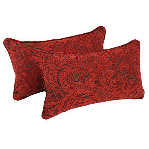20-inch by 12-inch Double-corded Patterned Jacquard Chenille Back Support PIllows with Inserts (Set of 2). Picture 1