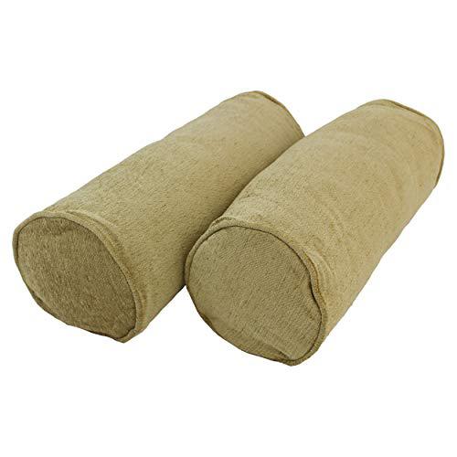 20-inch by 8-inch Double-corded Patterned Jacquard Chenille Bolster Pillows with Inserts (Set of 2). The main picture.