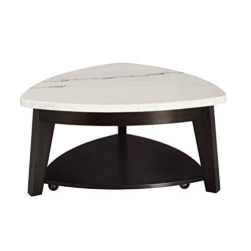 Marble Top Cocktail Table, White marble top/ebony base. Picture 1