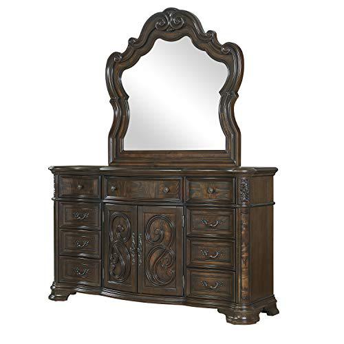 Dresser and Mirror, Traditional Brown Cherry. Picture 1