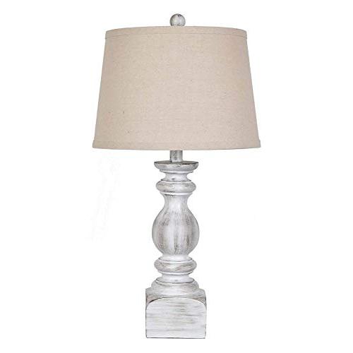 Crestview Collection Valencia 25 Inch Distressed White Resin Table Lamp. Picture 1
