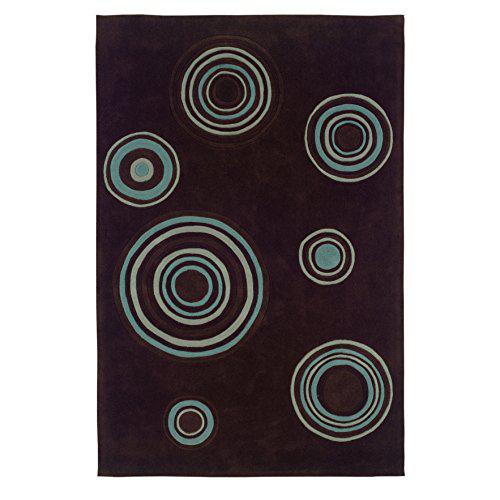 Trio Collection Chocolate & Spa Blue 5 x 7 Rug. Picture 1