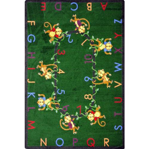 Joy Carpet Monkey Business Green 10'9" x 13'2" Oval. Picture 1