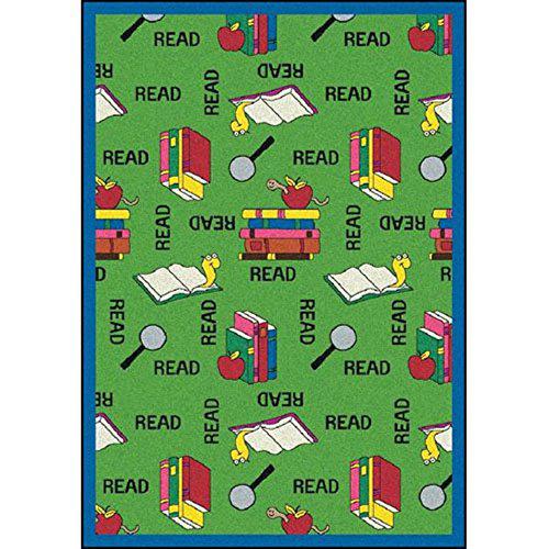 Joy Carpet Bookworm Green 10'9" x 13'2" Oval. Picture 1