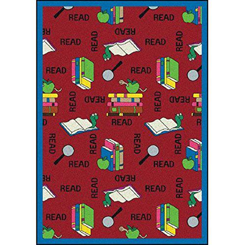 Joy Carpet Bookworm Red 10'9" x 13'2" Oval. Picture 1