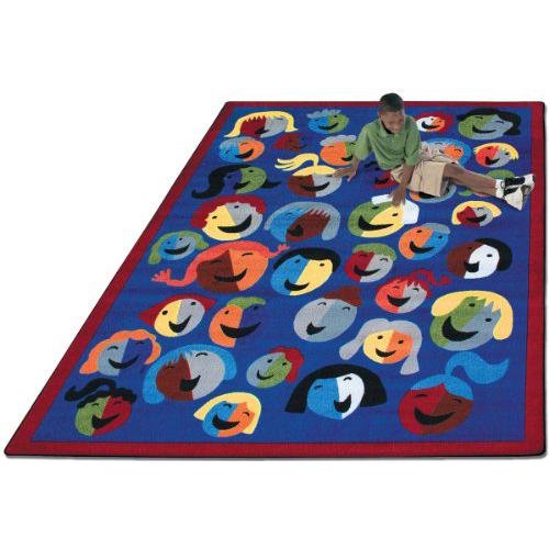 Joy Carpet Joyful Faces Blue 10'9" x 13'2". Picture 1