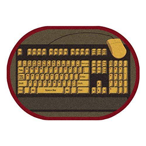 Joy Carpet Keyboard Connection Brown 5'4" x 7'8" Oval. Picture 1