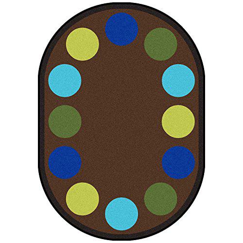 Kid Essentials Lots of Dots Earthtone 5'4" x 7'8" Oval. Picture 1