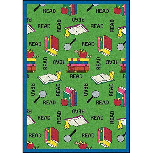 Joy Carpet Bookworm Green 5'4" x 7'8" Oval. Picture 1