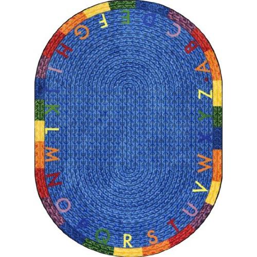 Joy Carpet Alphabet Braid Multi 5'4" Round. Picture 1