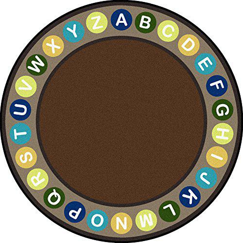 Joy Carpet Alphabet Spots Earthtone 7'7" Round. Picture 1