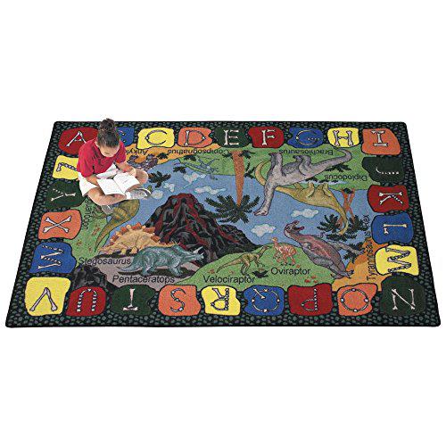 Joy Carpet We Dig Dinosaurs Multi 7'8" x 10'9" Oval. Picture 1