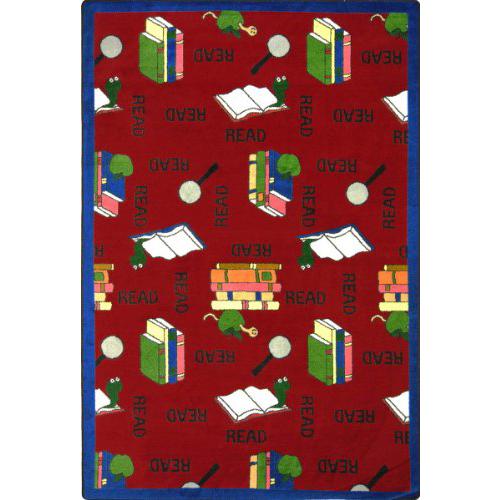 Joy Carpet Bookworm Red 7'8" x 10'9" Oval. Picture 1