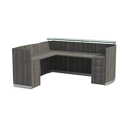 87-1/4" Reception Station with Return and (1) Box/Box/File and (1) File/File Pedestals, Gray Steel. Picture 1