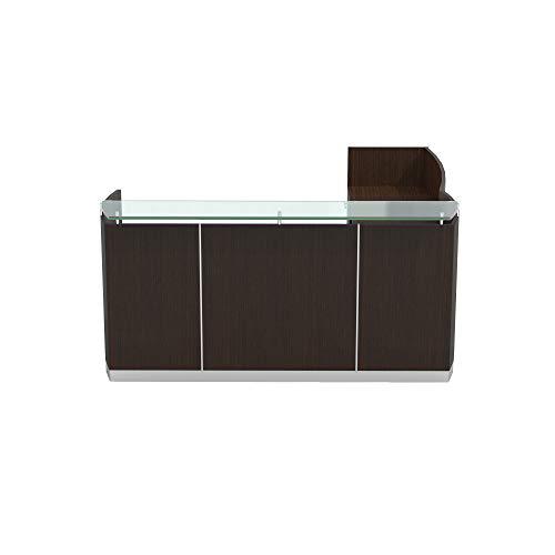 87-1/4" Reception Station with Return and (1) Box/Box/File and (1) File/File Pedestals, Mocha. Picture 1