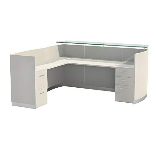 87-1/4" Reception Station with Return and (1) Box/Box/File and (1) File/File Pedestals, Textured Sea Salt. Picture 1