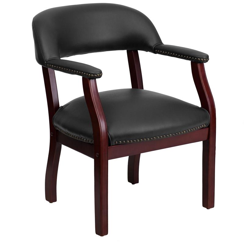 Black Vinyl Luxurious Conference Chair with Accent Nail Trim. The main picture.