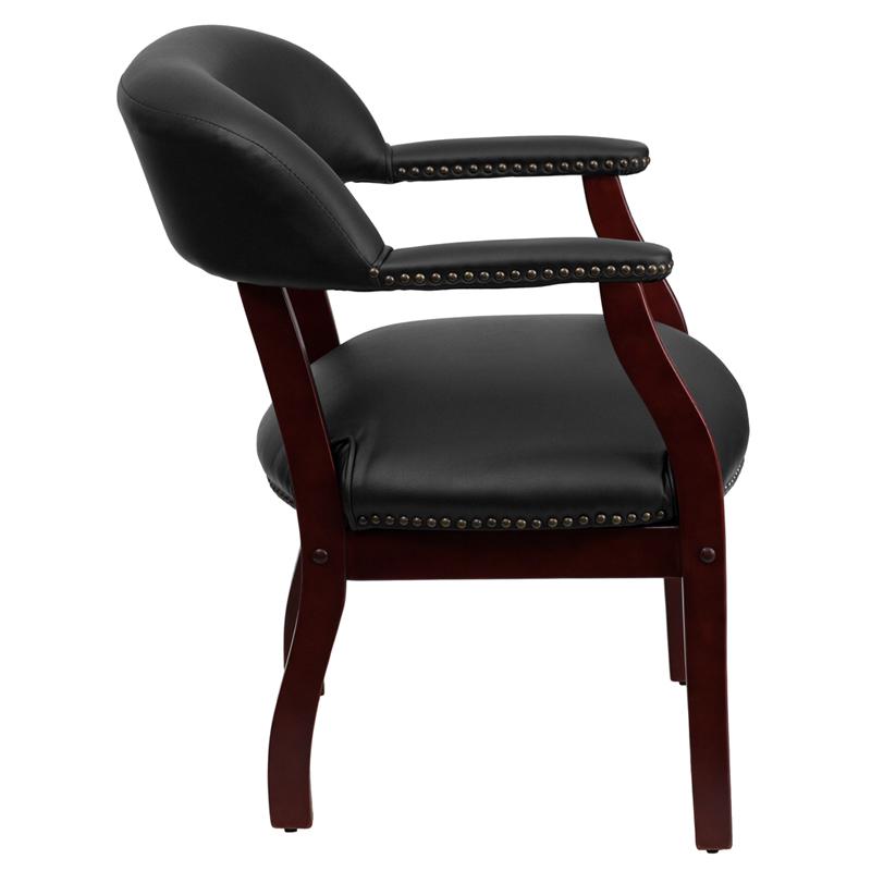 Black Vinyl Luxurious Conference Chair with Accent Nail Trim. Picture 2