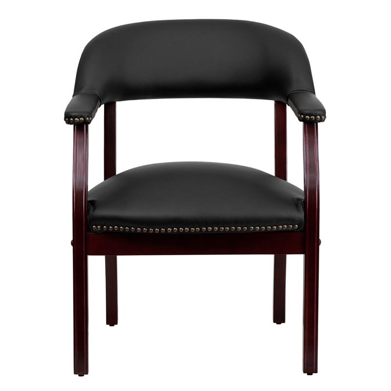 Black LeatherSoft Conference Chair with Accent Nail Trim. Picture 4