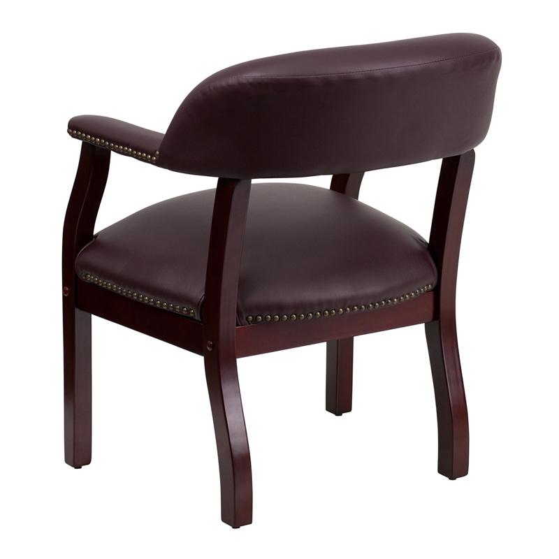 Burgundy LeatherSoft Conference Chair with Accent Nail Trim. Picture 3