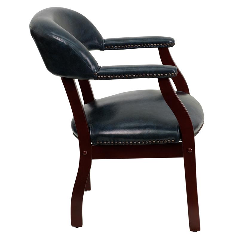 Navy Vinyl Luxurious Conference Chair with Accent Nail Trim. Picture 2