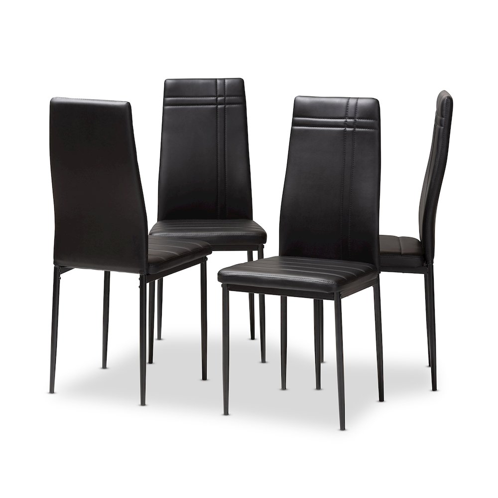 Matiese Modern and Contemporary Black Faux Leather Upholstered Dining Chair (Set of 4). Picture 1