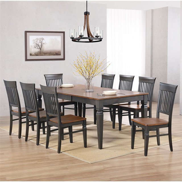 60-78" Rectangular Expandable Butterfly Leaf Dining Table Set with 8 Chairs. Picture 1