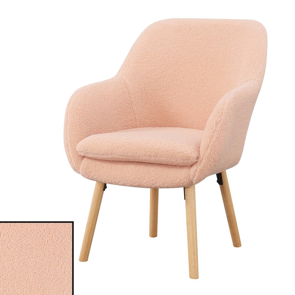 Take a Seat Charlotte Sherpa Accent Chair, Sherpa Blush. Picture 1