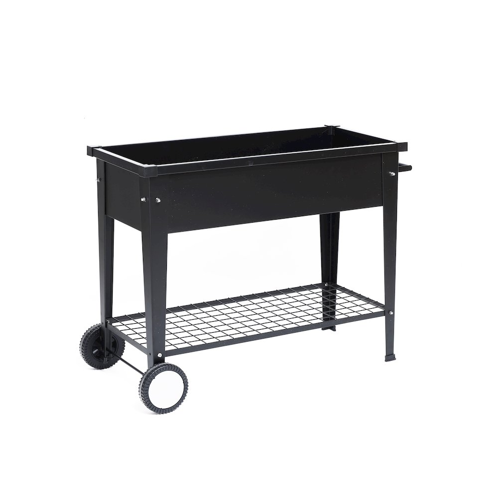 Black Mobile Metal Raised Garden Bed Planter Cart with Legs. Picture 6