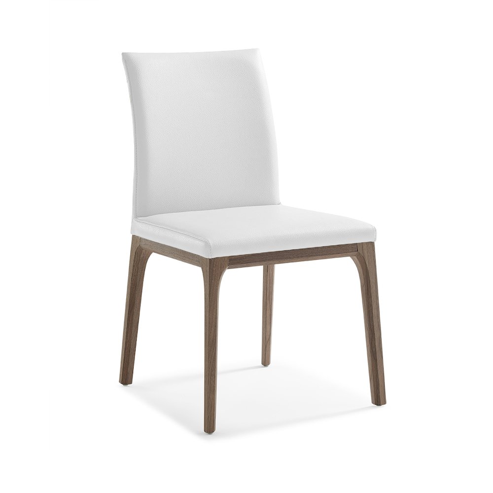 Stella Dining Chair White faux leather solid wood with walnut veneer base frame.. Picture 2